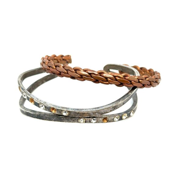 Brown & Rhinestones Cuffs - Picture 1 of 7